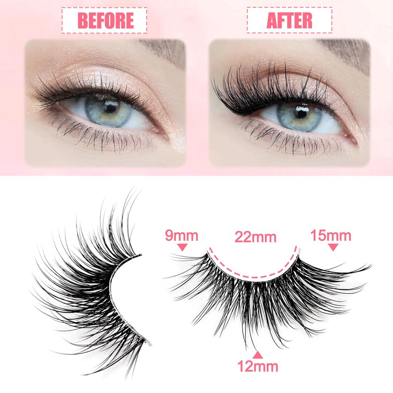 7P-CZ-A02 Clear Band Half Eyelashes, Cat Eye, 15 mm Short