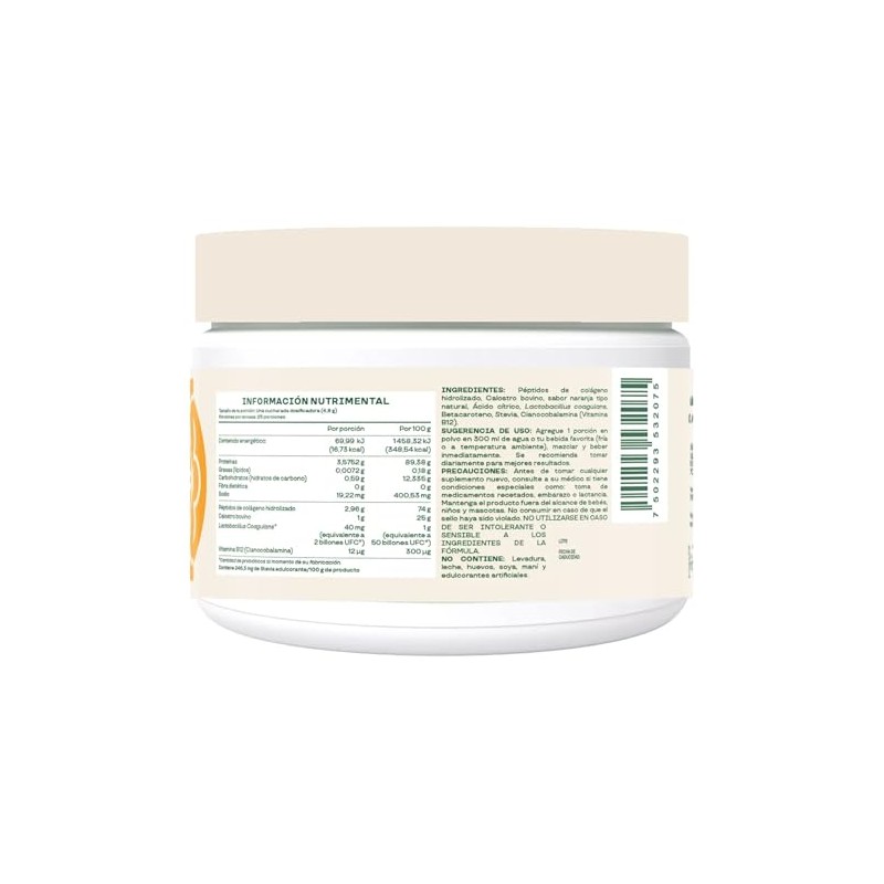 Bloom Calostro Y Péptidos De Colágeno Sabor Naranja 25 Porciones