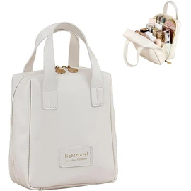 GeorgeX Bolsa de Maquillaje de Viaje para Mujer, Estuches de Viaje para Maquillaje, Bolsa de Cosméticos con Compartimentos (Ba-Blanco)