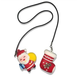 LXQTAO Car Pendant Interior Rearview Mirror Charm - Festive Christmas Theme, Adorable Size, Multi-Purpose Decor Car Hanging Ornament (Santa and socks)