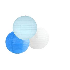 Paper Lanterns Mix Color Packs of 3 Round Paper Lanterns Lampshade Party Decorations (Light Blue Shade, 8" (20 Cm))