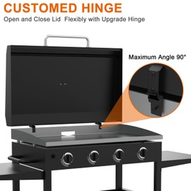 Upgraded Griddle Hinged Lid for Blackstone 36 inch 1554 1863 1825 1818 1565 1560 2149 1841 1866 2122 Grill, Hard Cover Hood for Blackstone 36" Griddle, Universal Lid for Most Brand 36-Inch Griddles