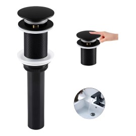 Contra Lavabo Tipo Push Pop Up , Tapón Push Down, Desagüe Push Down Para Lavabo Y Fregadero, Tapón De Drenaje Con Sistema Push Pop, Acero Inoxidable, Color Negro Mate Yataia