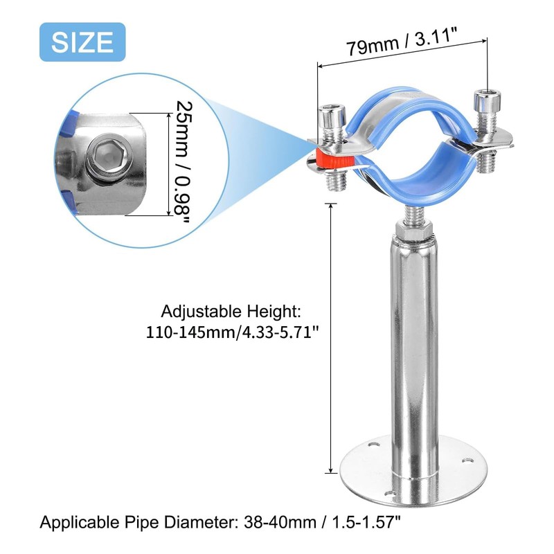 2 Pack Stainless Steel Wall Mount Ceiling Mount Pipe Supports,