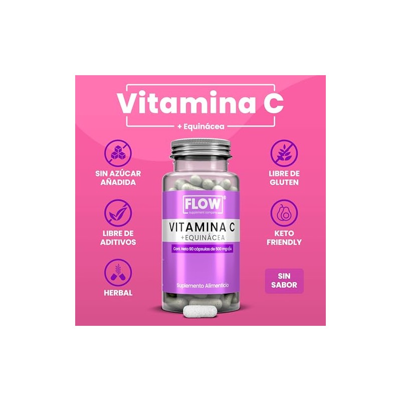 Vitamina C + Equinacea - Sin Sabor- 90 Cápsulas -