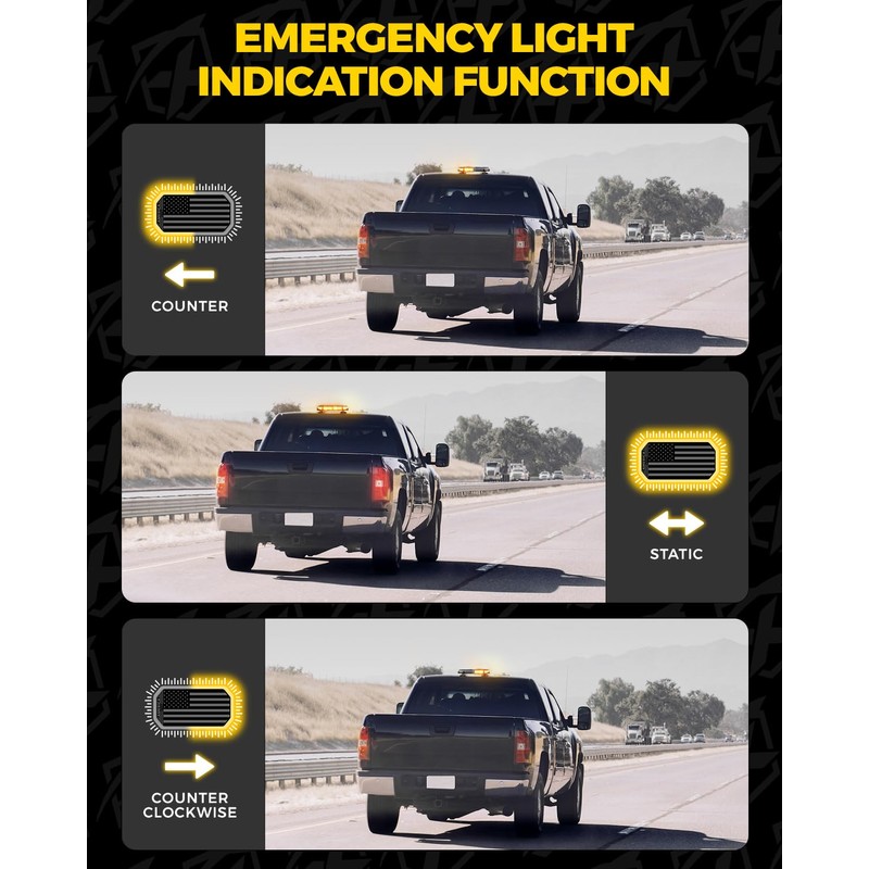 Xprite Amber Rooftop Emergency Strobe Light Bar, US Flag Beacon