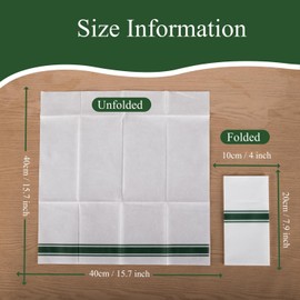 PHUNAT 50 Stück Premium-Servietten in Leinenoptik – 40 x 40 cm (15,7 x 15,7 Zoll), vorgefaltete Dinner-Servietten, weiß und grün, für Hochzeit, Weihnachten, Party-Tischdekorationen
