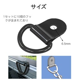 ISHR 10pcs Motorcycle Tie Down Rings Hook Hole 6.5mm Stainless Steel Strong Durable Trailer Anchor Load Anchor Tie Down Ring Trailer Motorcycle (Black, 6.5mm)