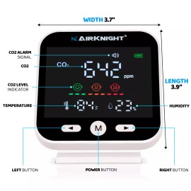AIRKNIGHT Premium CO2 Monitor Indoor + Humidity & Temperature NEW