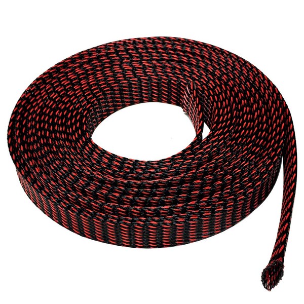 Seismic Audio - EBS3450Red- 50 Feet Red/Black 3/4" Expandable Woven