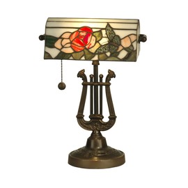 Dale Tiffany TT90186 Broadview Table Lamp, Antique Bronze and Art Glass Shade