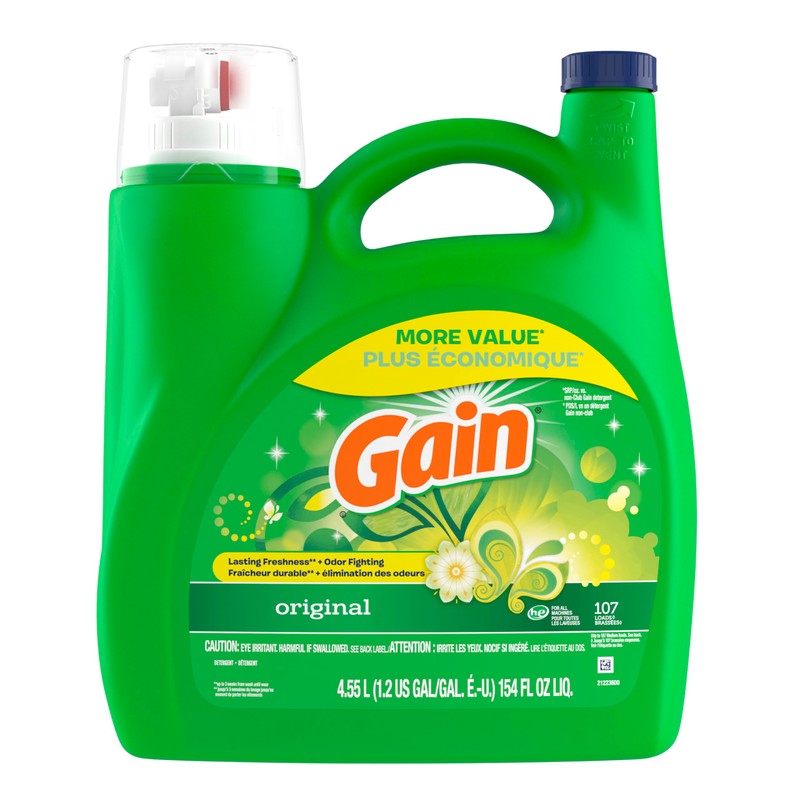 Gain Liquid Laundry Detergent, Original Scent, 154 fl oz, 107