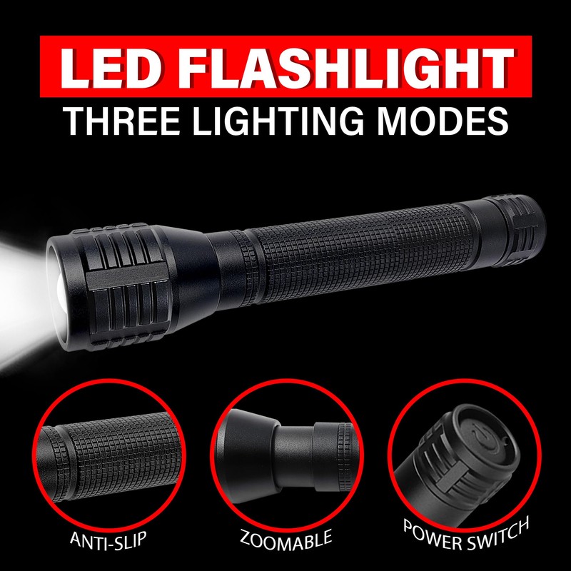 TotaLohan High Lumens Zoomable LED Flashlight, 3 Modes, AA Battery