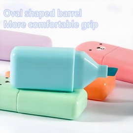 6 Pcs Mini Highlighter Pens, Cute Bear Highlighters Assorted Macaron Colors, Chisel Tip Highlighter Marker Pens for Writing, Drawing, Office & School Supplies, Fluent Writing Highlighters Gifts