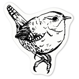 Azeeda 4 x 'Wren Bird' White Premium Vinyl Decal Stickers – Waterproof, Durable & Easy to Apply - Ideal for Car Bumpers, Windows, Bins and More (DW00024873)