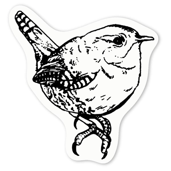 Azeeda 4 x 'Wren Bird' White Premium Vinyl Decal Stickers