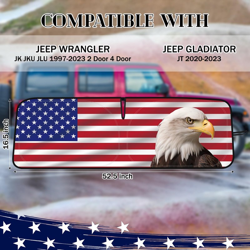 DaisyInner Windshield Sun Shade Compatible with Jeep JK JKU JL