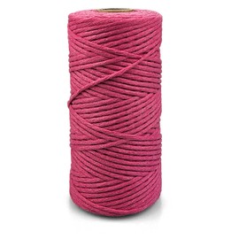 Netuno 1 x Macrame Yarn, Dark Pink, 2 mm, 150 m, Simply Twisted Cord, Cotton Textile Yarn, Natural Cotton Yarn for Macrame Cord, Cotton Cord, Decorative Cord, Coloured Twisted Macrame Cotton Cord