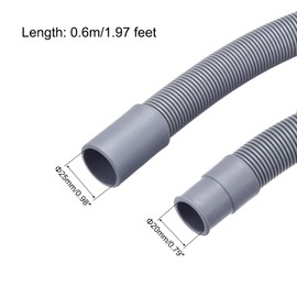sourcing map Washing Machine Drain Hose Extension Kits 1.97ft Gray for Washing Machine with Extension Adapter, U-Bend Hose Holder, 2 Clamps