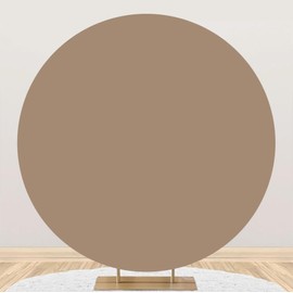 DORCEV 6.5x6.5ft Round Brown Polyester Solid Brown Birthday Party Photography Background Arch Stand Cover Circle Backdrop for Kids Adult Portrait Studio Props