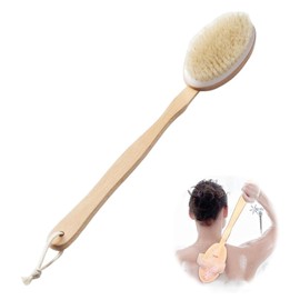 KEQAR Lange Dusch-Rückenbürste mit abnehmbarem Griff, Körperbürste, Peeling-Bürste mit Naturborsten, zur Entfernung von abgestorbener Haut, Cellulite und zur Verbesserung der lymphatischen Funktion