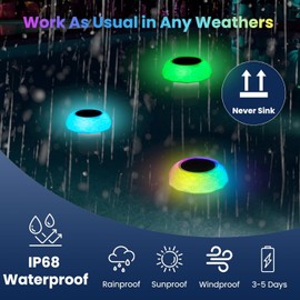 Solar Chlorine Floater Dispenser Fits 1 and 3 Inch Tablets, Adjustable Release Chlorinator, Hot Tub Pool Floating Chlorine Dispenser Holder for Pool Spa, Colorful Lights & Large Capacity, 7-Color