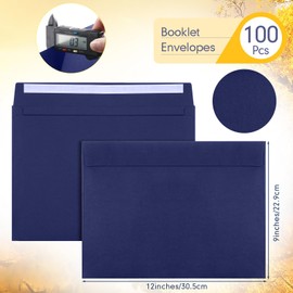 100 Pcs 9 x 12 Open End Booklet Envelope 80 lb 120gsm Catalog Envelopes with Closure for Mailing Catalog Financial Document Magazine Pamphlet Business(Navy)