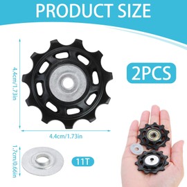 Cycling 2 x 11-T Derailleur Jockey Wheels Rear Whee Pulleys Aluminium Alloy Derailleur Bikes Ultralight Bearing for 9- 10- and 11-Speed Campagnolo Shimano RollerBoys and SRAM BDP-02