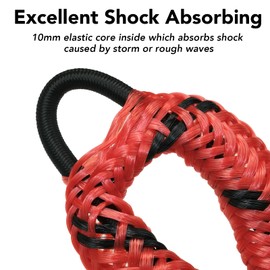 3 Feet Bungee Dock Line Boat Ropes for Docking Line Mooring Rope with Stainless Steel Clip Accessories for Boats PWC, Built in Snubber, Kayak, Watercraft,SeaDoo,Jet Ski, Pontoon 2-Pack (Red)