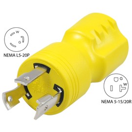 Conntek 30123 L5-20P to 5-15/20R Plug Adapter, Yellow