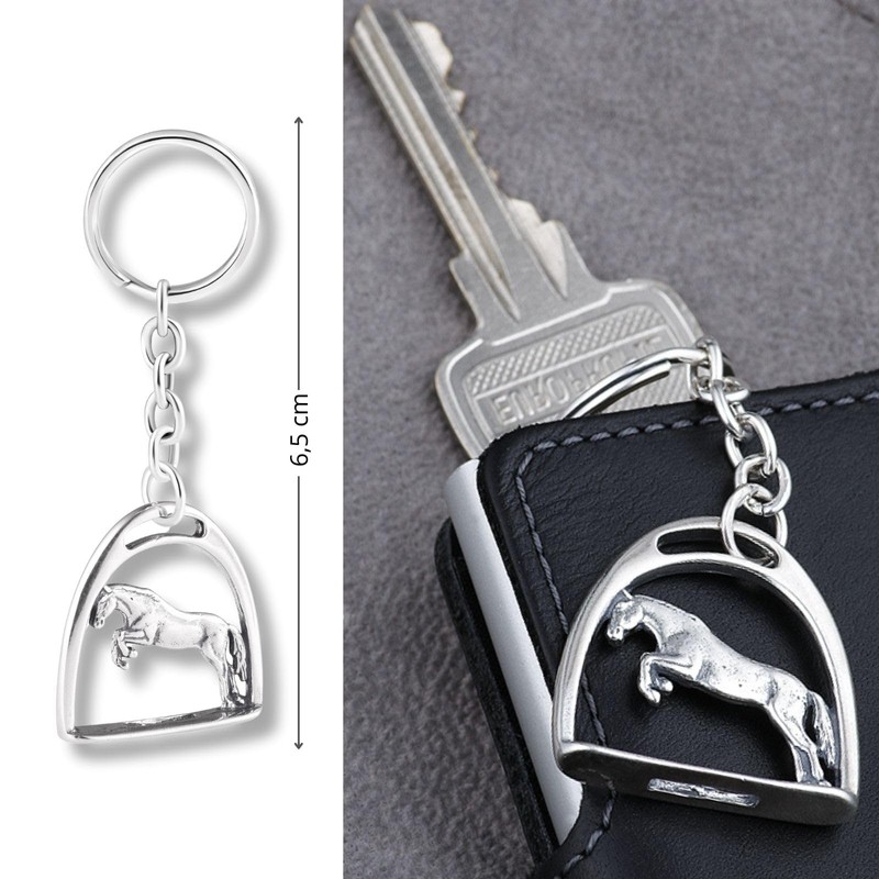 Sterll Solid Oxidised 925 Sterling Silver Key Pendant Horse Stirrups,,