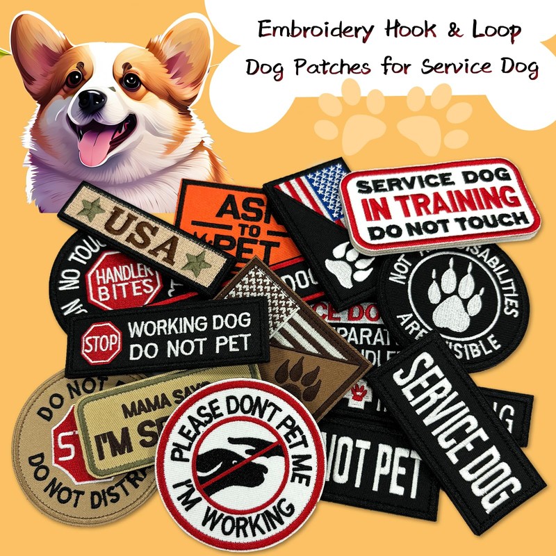 GUX 16 Pack Service Dog Patches Set, Tactical K9 Working