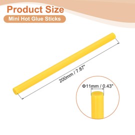 sourcing map 16 Pcs Mini Hot Glue Sticks, 0.43" Dia x 7.87" Long EVA Glue Gun Sticks, Light Yellow Mini Hot Melt Glue Sticks for DIY Craft Sticky Projects