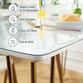 WBBML Clear Plastic Table Cloth Cover, PVC Waterproof Table Protector, Wipeable Sound Absorbent Kitchen Table Placemats, Customizable (Color : 2.0mm, Size : 100cmX150cm)
