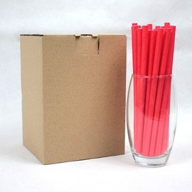 Bright Red Paper Straws (8mm x 200mm) - Pack Size 250 - FSC Certified/Food Safe/PFAS Free/Biodegradable/Eco-Friendly/Durable/Ideal for Milkshakes & Smoothies