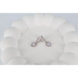 HOILY'S Women's White Heart Earrings Jewellery with White Crystal in 925 Sterling Silver, Sterling Silver, Cubic Zirconia