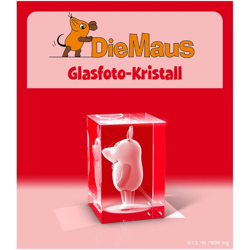 GLASFOTO.COM, The Mouse, Crystal Glass Interior Engraving in Premium Quality