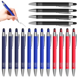 Ballpoint Pens with Touch Pen, 4 Colours, 2-in-1 Ballpoint Pen, High-Quality Metal Ballpoint Pen Set, Capacitive Stylus, Ballpoint Pen for Pad, Tablet, Smartphone, Touchscreen