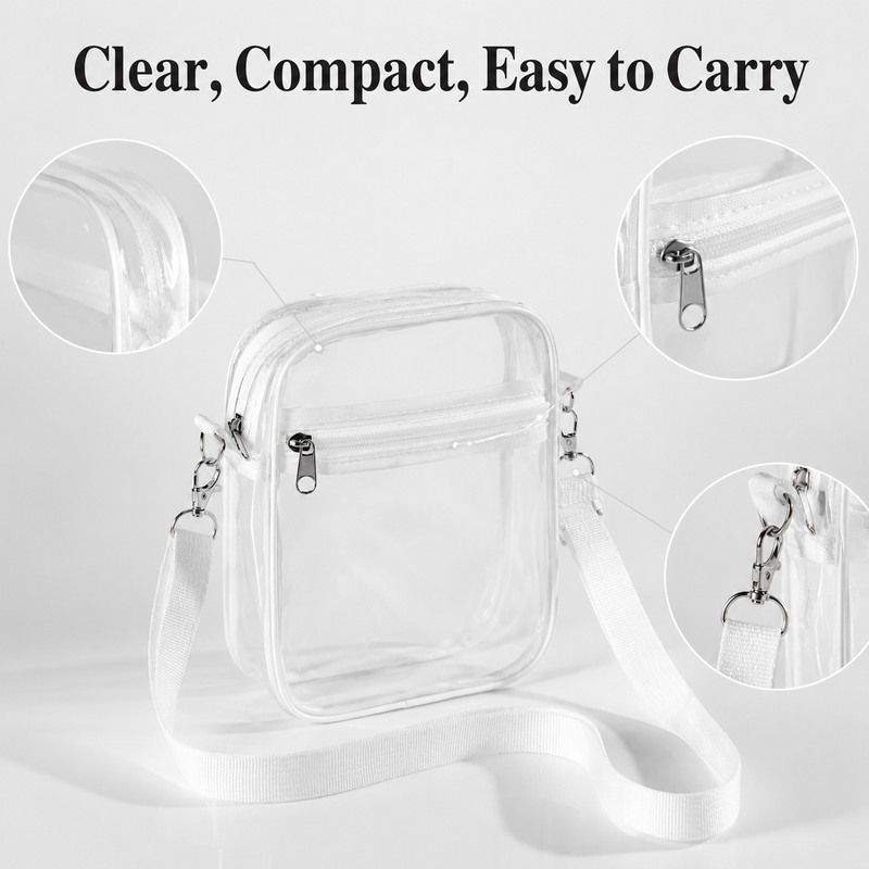 Clear Stadium Approved Crossbody Bag – Transparent PVC Shoulder Purse
