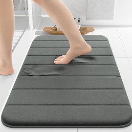 AYO Bath Mat, Bath Mat, Fluffy, Memory Foam Foot Cloth, Anti-slip, Absorbent, Quick Drying, Entrance Soft Mat, Gray, 15.7 x 23.6 inches (40 x 60 cm)