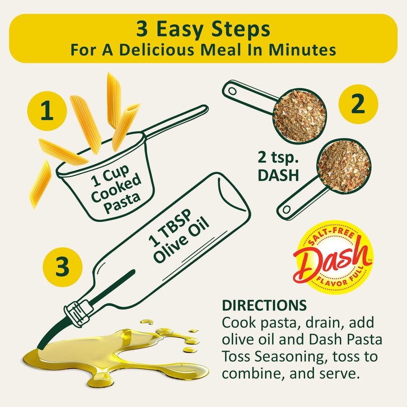 Dash Salt-Free Pasta Seasoning Blends, Mediterranean, 1.9 Ounce
