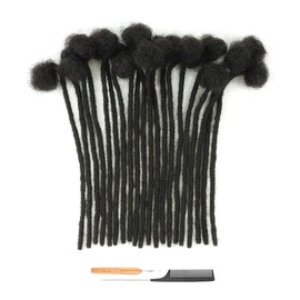 Cypsin 8inch 30 Strands 100% Human Hair Loc Extensions, 0.6cm Width Full Handmade Dreadlock Extensions Human Hair for Men Women Kids, Permanent Dread Extensions Can Be Dyed Bleached Curled(Natural Black)