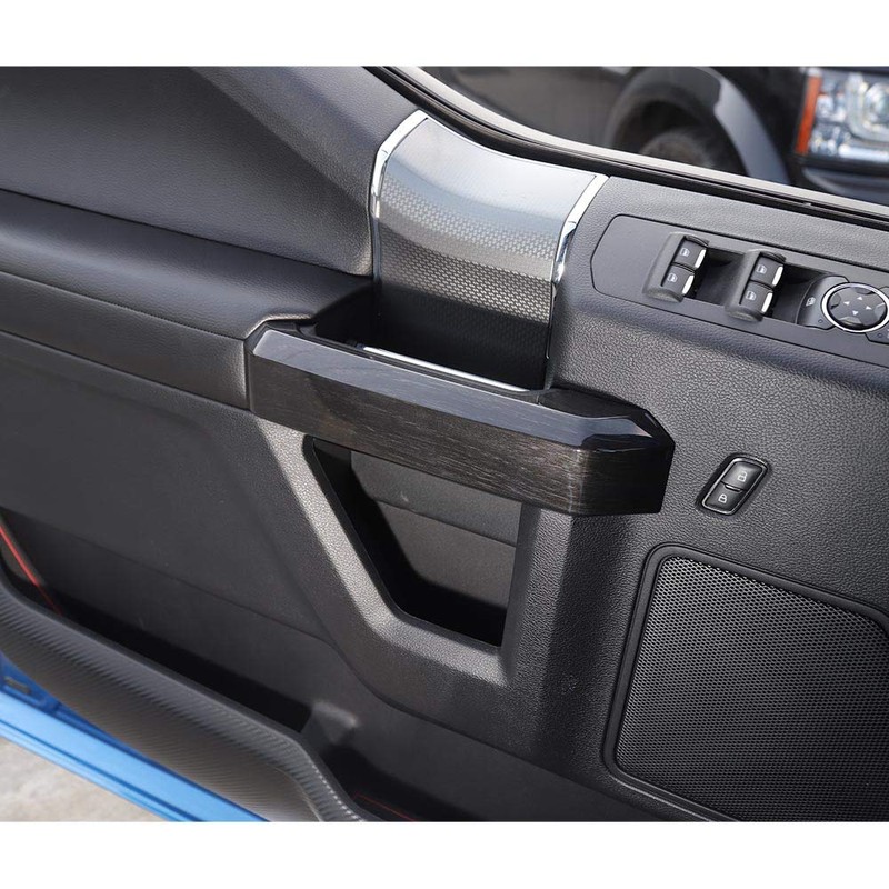 Voodonala Black Wood Grain Inner Door Handle Covers Trim for