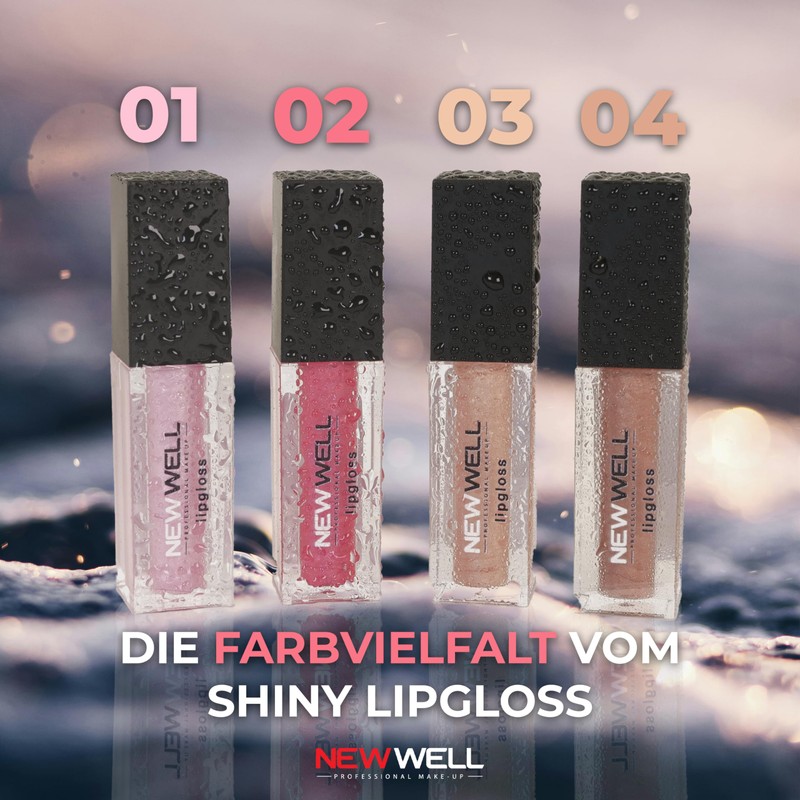 NEW WELL Shiny Lip Gloss – 24 Hours Hold –