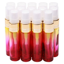 Newzoll 14Pcs 10ml (1/3 oz) Yellow Rose Gradient Color Spray Bottles Glass Vials Tube Perfume Atomizer Refillable Makeup Travel Fine Mist Sprayer Bottle Containers for Cosmetic Skincare, Gold Cap