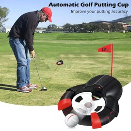 Golf Automatic Putting Cup - Golf Putter Training Aid Automatically Returns with Red Light, Indoor Outdoor Training Putter Practice, Golf Gifts for Men/Women
