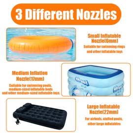 Electric Air Pump for Air Mattress, 2-in-1 Inflate & Deflate Electric Pump with 3 Nozzles, Portable Air Pump for Inflatable Mattress, Boat, Swimming Ring, Inflatable Pool, Pump Air Mattresses, Air Bed