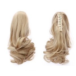 TESS Ponytail Clip Extensions, 30 cm Wavy Ponytail Hairpiece, #86/613 Golden & Bleach Blonde Hair Extensions for Braid, Synthetic for Women