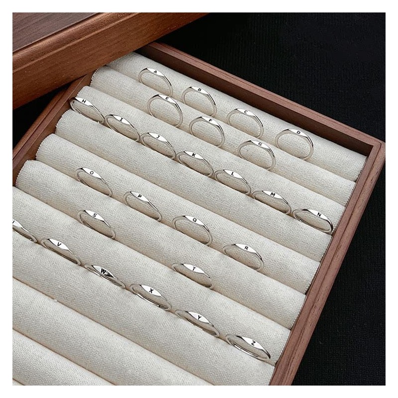 Thin Stacking Initial Rings for Women Stackable Plain Letter Ring
