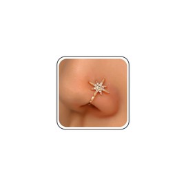 Inilbran Punk Crystal Star Clip On Nose Ring Vintage Star Fake Nose Ring Gold Star Nose Cuff Hoop Ring Non Pierced Nose Ring Gothic Clip On Nose Ring Jewelry for Women and Girls